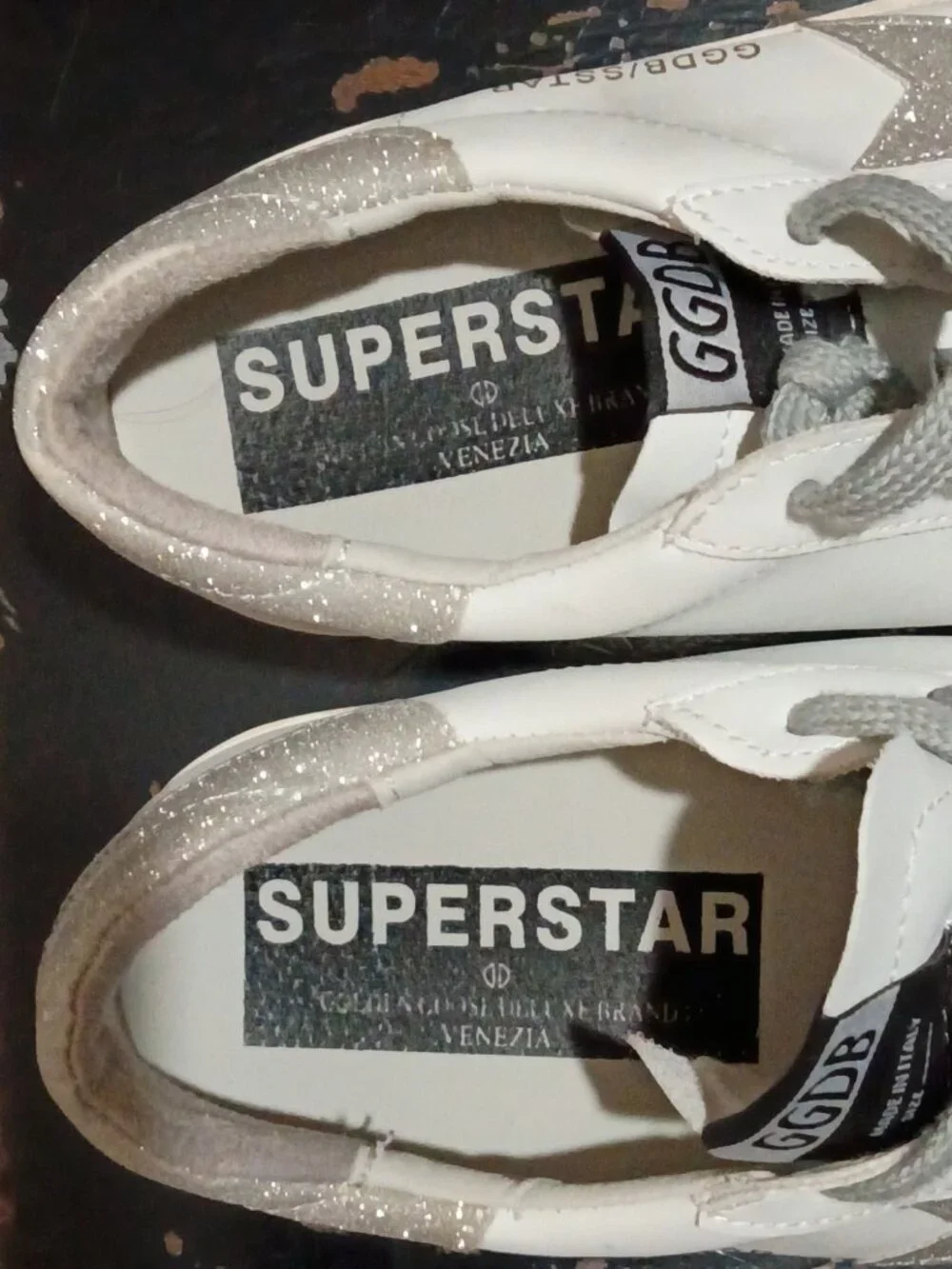 Golden Goose Women's Superstar White Leather Glitter Star Low Top Sneakers 39 - Picture 3 of 15